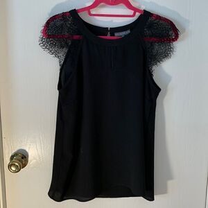 Brixon Ivy EUC black lace cap sleeved blouse Size Small